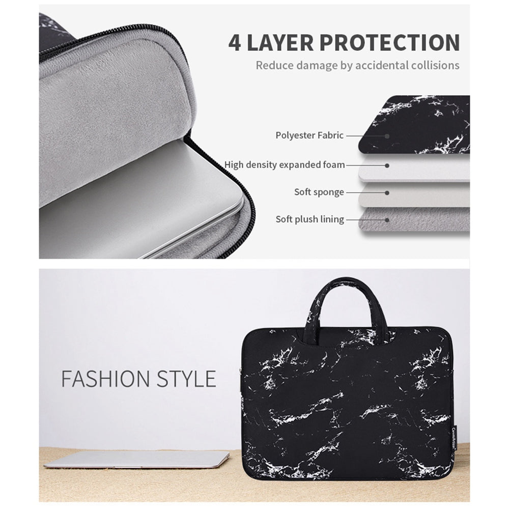 Canvasartisan H32-B01 14-inch Notebook Handbag Marble Pattern Shockproof Laptop Bag Case - Black