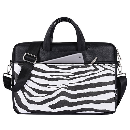 13inch Laptop Shoulder Bag for MacBook PU Leather Zebra Pattern Zipper Pocket Notebook Computer Pouch Sleeve