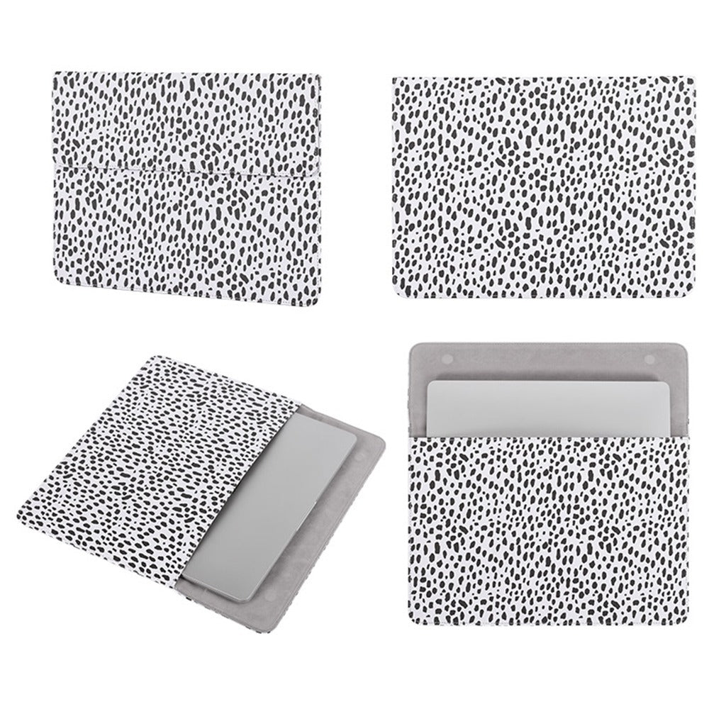 E36-01 for 14-inch Notebook Envelope Folder Leather Business Case Dots Printing Shock Resistant Laptop Cover