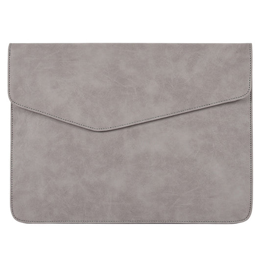 Canvasartisan EL11-03 14 Inch Shockproof Business Laptop Bag Envelope Computer Bag Laptop Sleeve Soft PU Leather Skin Cover - Grey