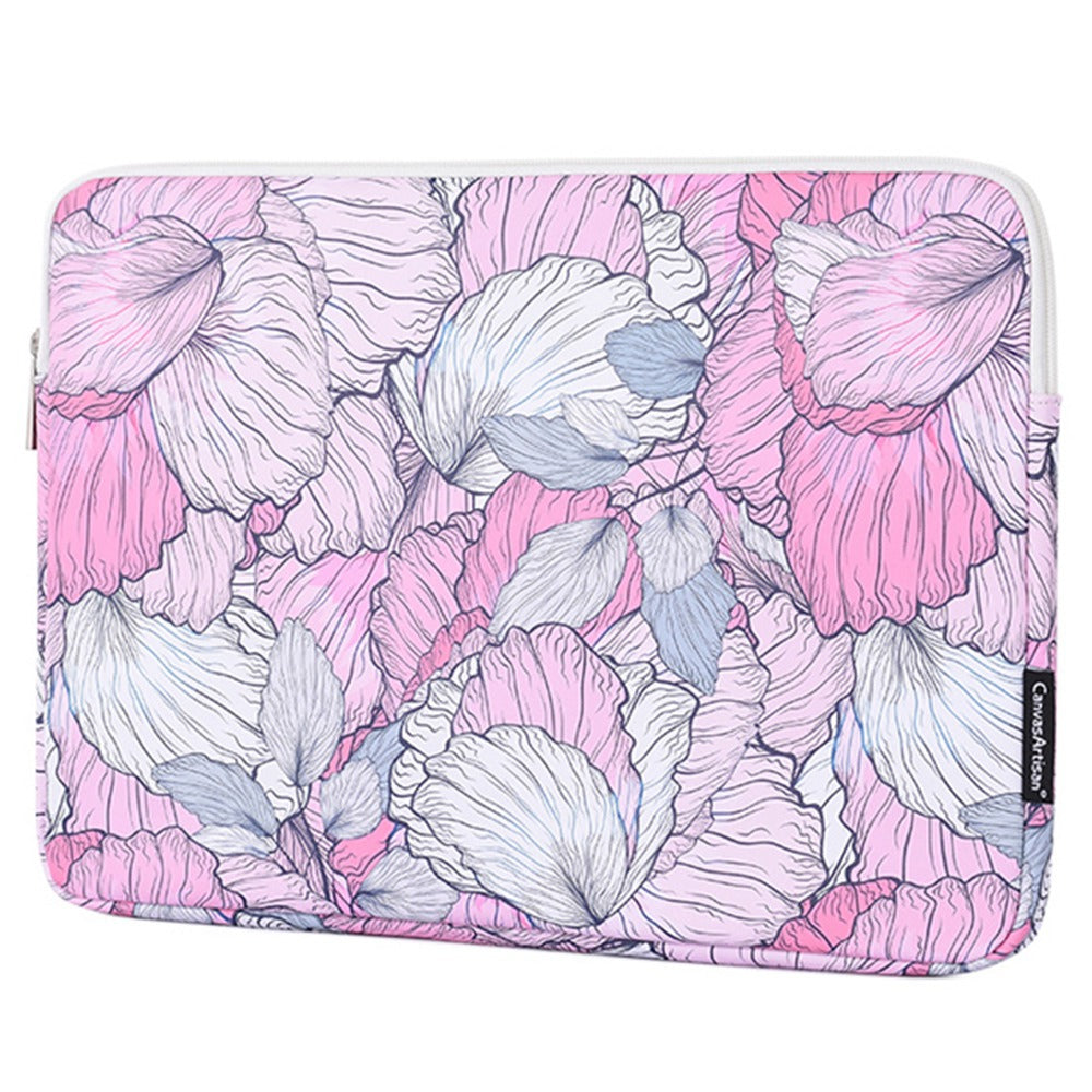 G56-T0111 13-inch Laptop Sleeve Flower Printed PU Leather Carrying Case with Small Bag