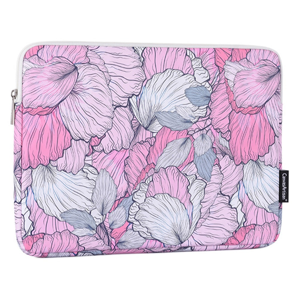 G56-T0111 13-inch Laptop Sleeve Flower Printed PU Leather Carrying Case with Small Bag