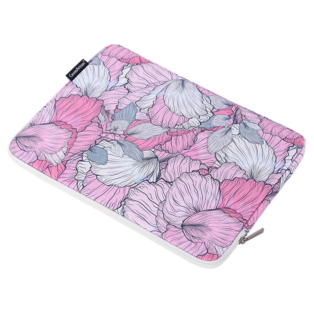 G56-T0111 13-inch Laptop Sleeve Flower Printed PU Leather Carrying Case with Small Bag