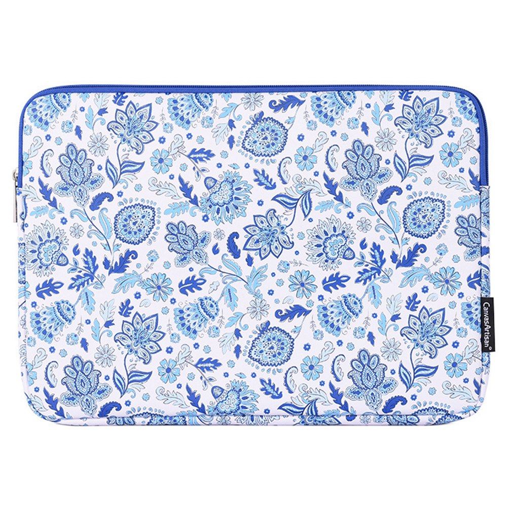 G54-01 Flower Pattern Printed Anti-scratch Sleeve Bag for 12-inch Laptops Shockproof PU Leather Carry Case Portable Storage Bag