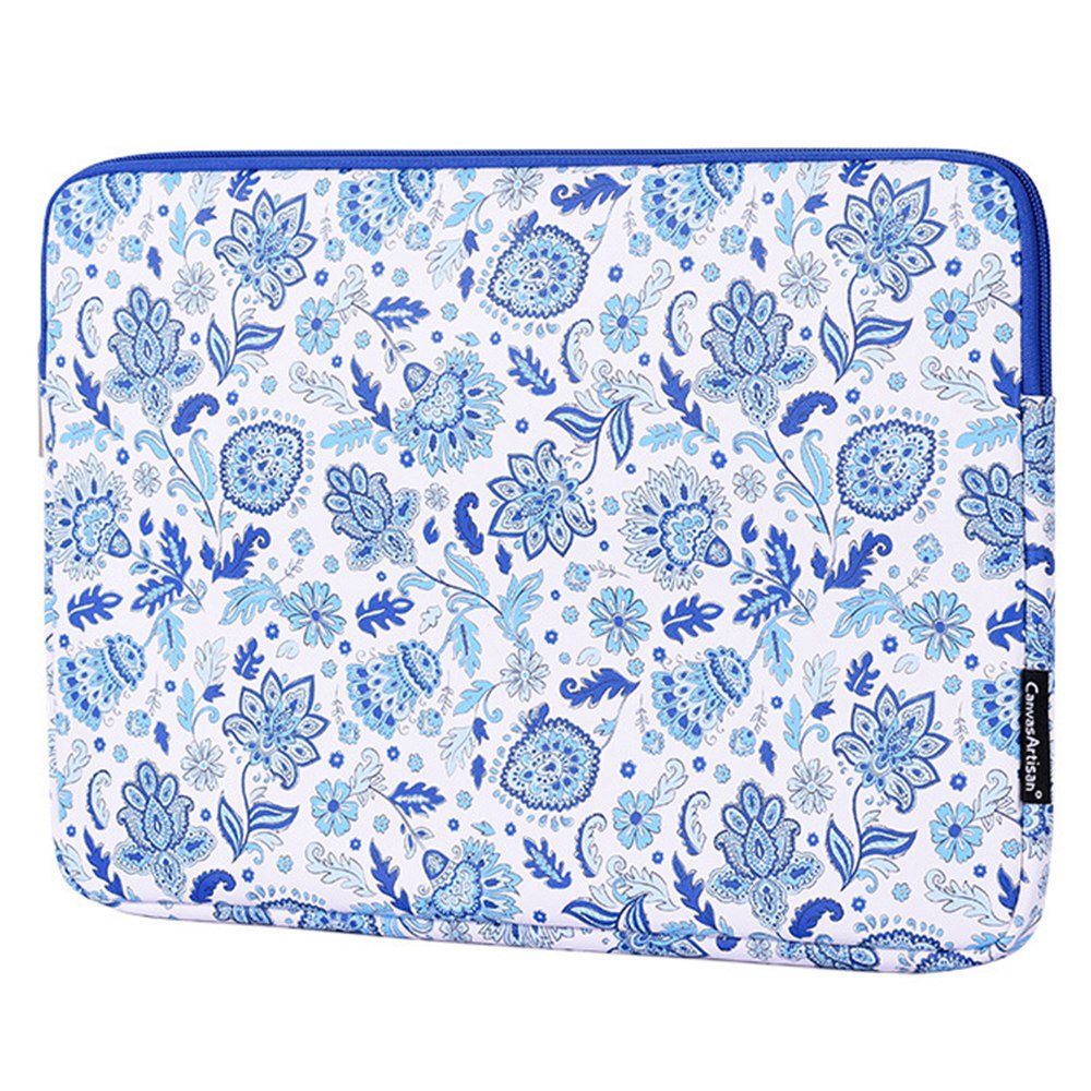 G54-01 Flower Pattern Printed Anti-scratch Sleeve Bag for 12-inch Laptops Shockproof PU Leather Carry Case Portable Storage Bag