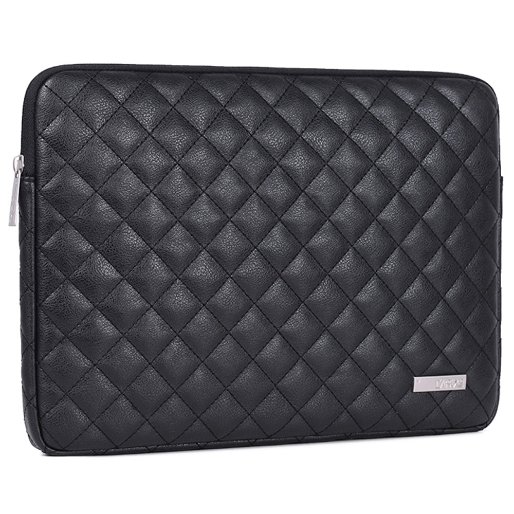 Anti-Scratch Portable Slim Case for 14 inch Laptops Litchi Texture Rhombus Pattern Carry Case Notebook Sleeve Bag with Small Bag - Black