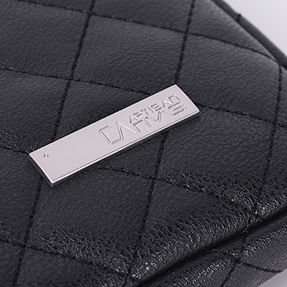 Anti-Scratch Portable Slim Case for 14 inch Laptops Litchi Texture Rhombus Pattern Carry Case Notebook Sleeve Bag with Small Bag - Black