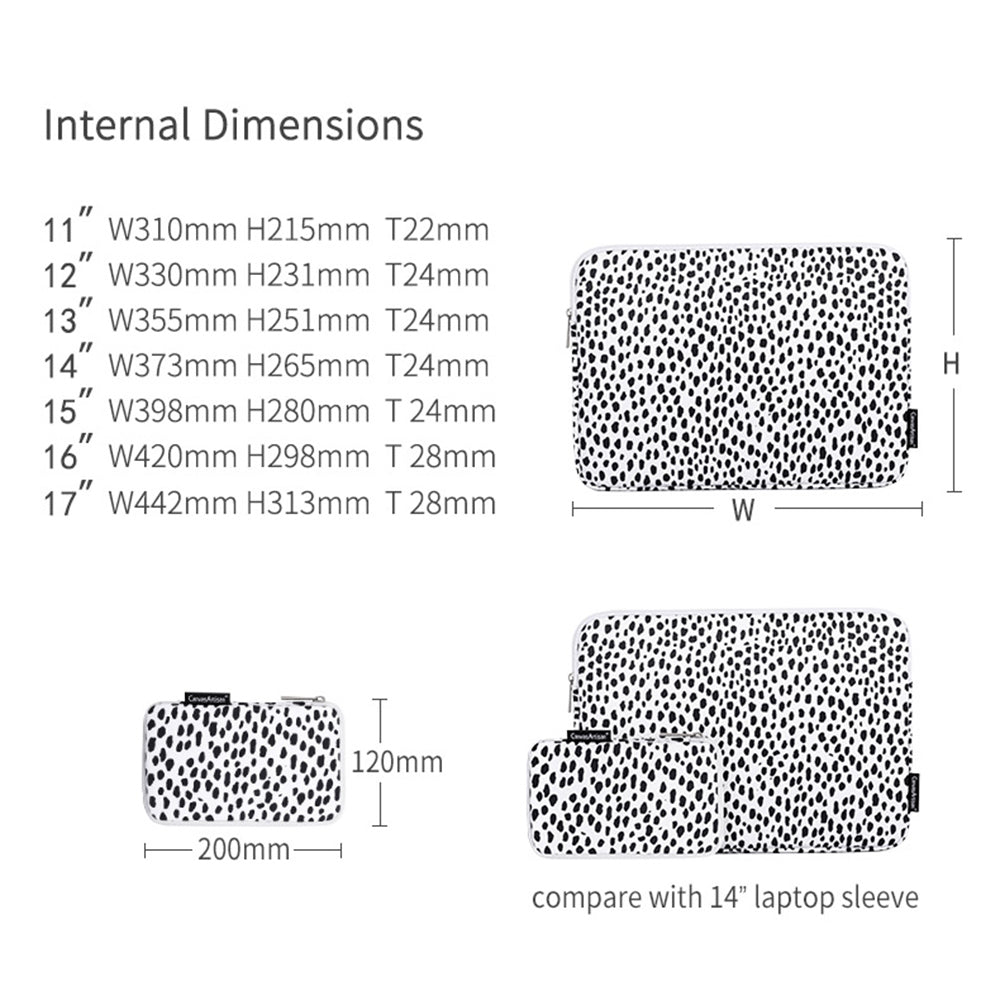 for 13-inch Notebook Polyester Surface Cow Grain Patterned Laptop Protective Sleeve Bag with Small Bag Storage Bag Set Laptop Accessory