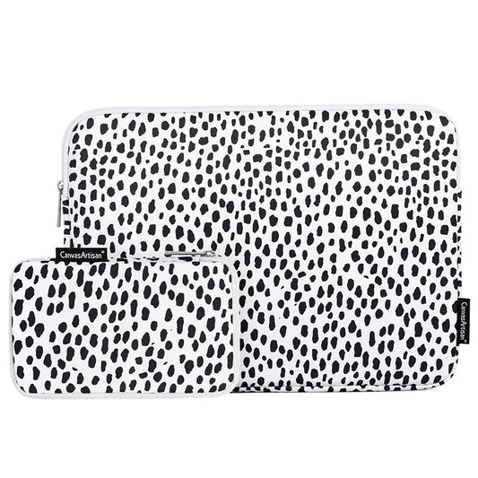 H36-T0121 for 14-inch Notebook Cow Grain Patterned Laptop Zippered Protective Bag Polyester Case with Small Bag Set