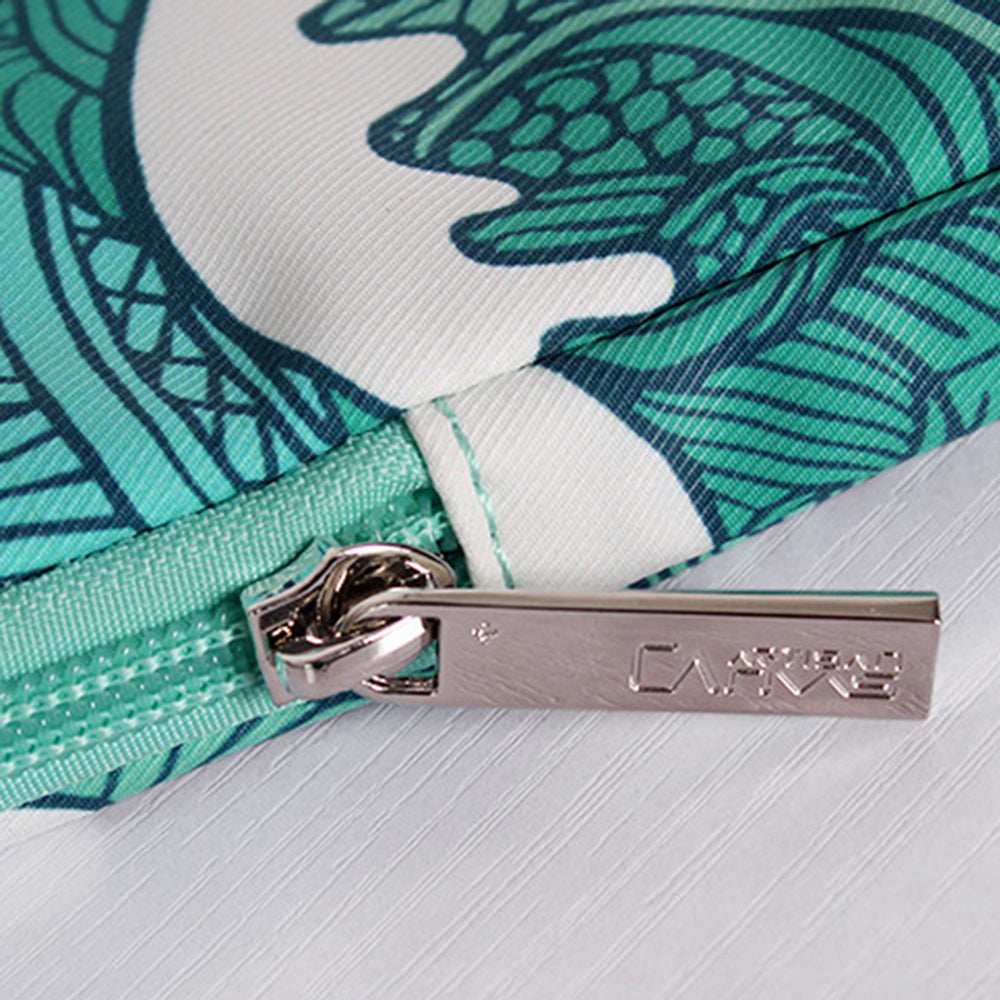 H3-04 Notebook Sleeve for 13-inch Laptop Green Wave Pattern Shockproof Liner Bag Zipper Case