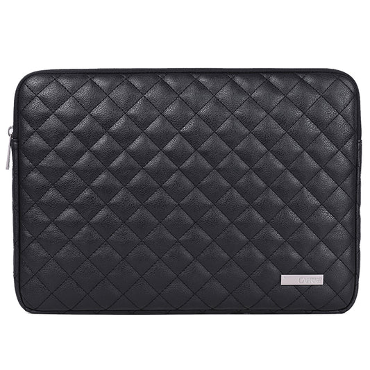 Canvasartisan L19-04 14-inch Rhombus Texture Notebook Carrying Bag Business Style PU Laptop Sleeve - Black