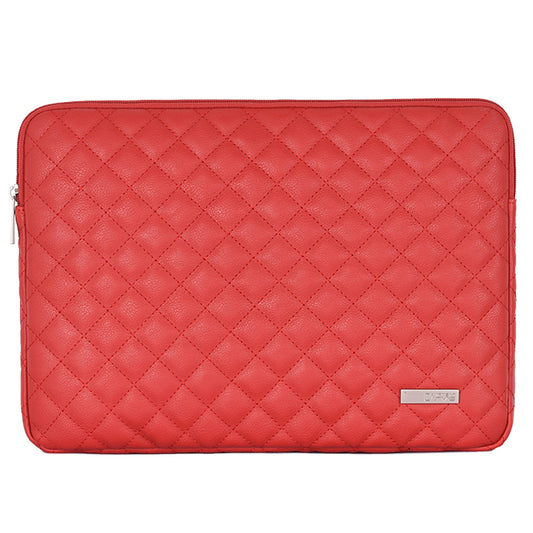Canvasartisan L19-04 14-inch Rhombus Texture Notebook Carrying Bag Business Style PU Laptop Sleeve - Red