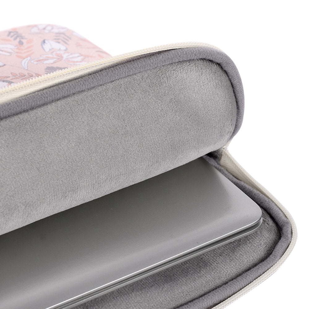 G4-11 Flower Printed PU Leather Sleeve Bag for 12-inch Laptops Portable Carry Case with Outer Pouch Shockproof Storage Bag
