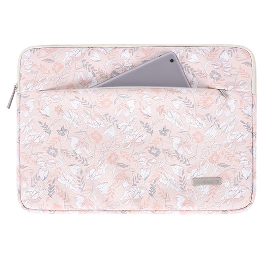 G4-11 PU Leather Flower Printed Carry Case for 14-inch Laptops Shockproof Storage Bag with Outer Pouch Portable Sleeve Bag
