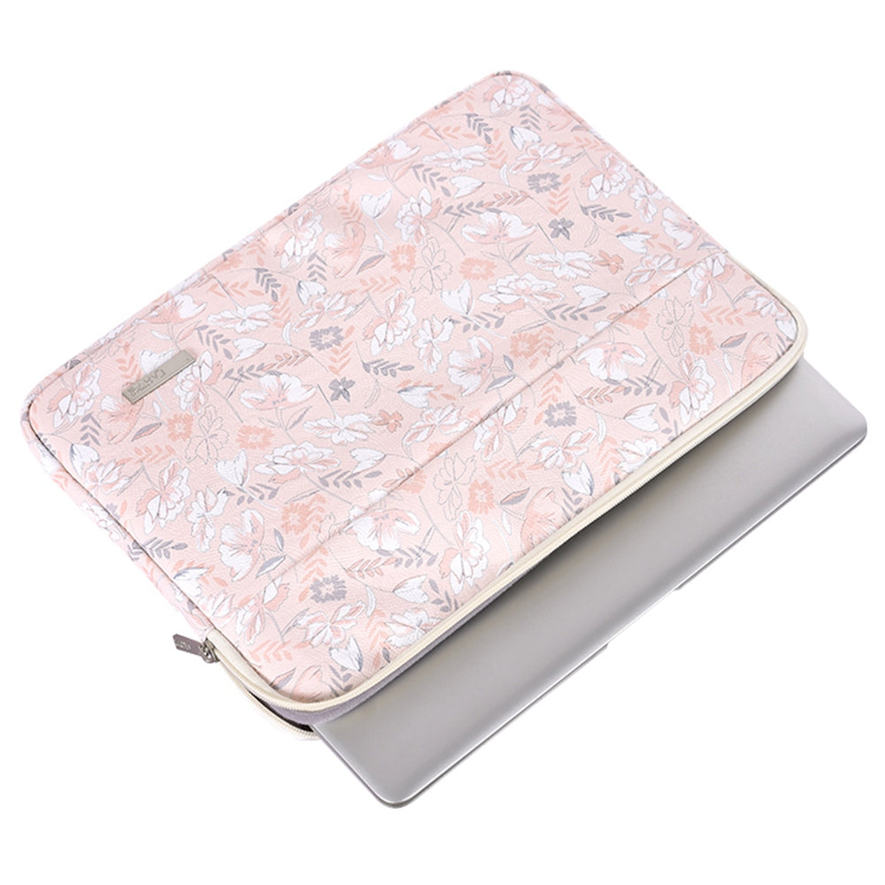 G4-11 PU Leather Flower Printed Carry Case for 14-inch Laptops Shockproof Storage Bag with Outer Pouch Portable Sleeve Bag