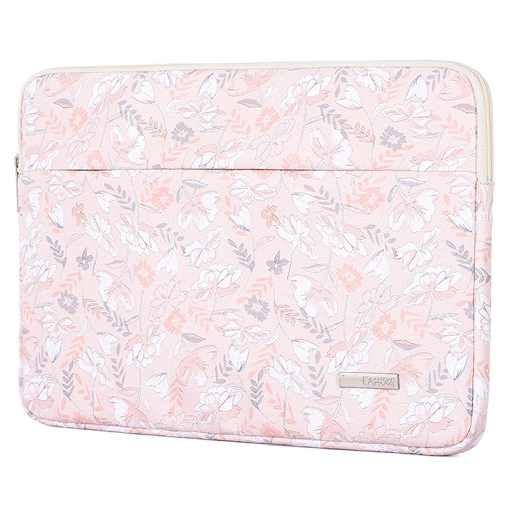 G4-11 PU Leather Flower Printed Carry Case for 14-inch Laptops Shockproof Storage Bag with Outer Pouch Portable Sleeve Bag