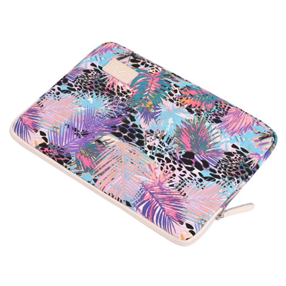 T50 Leaves Pattern Printed Portable Sleeve Bag for 15-inch Laptops Shockproof Slim Carry Case Anti-drop Canvas Bag
