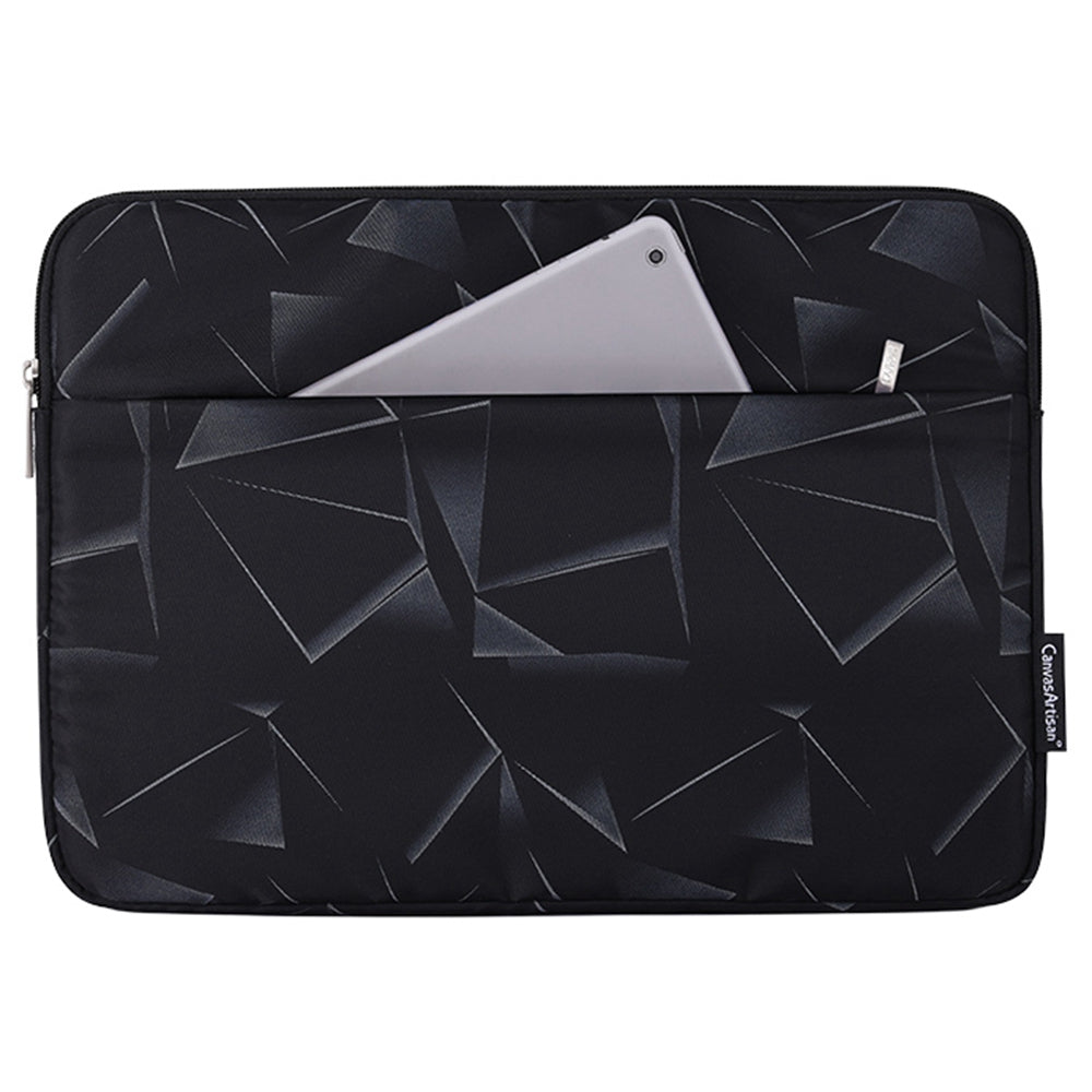 H6-11 Portable Carry Case for 12-inch Laptops Shockproof Sleeve Bag with Outer Pouch Triangle Geometric Printed Storage Bag