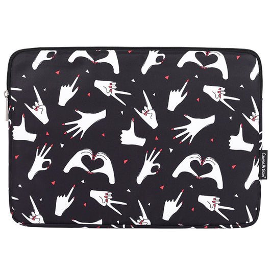 H21-01 Finger Pattern Printed Anti-wear Sleeve Bag for 12-inch Laptops PU Leather Carry Case Portable Storage Bag