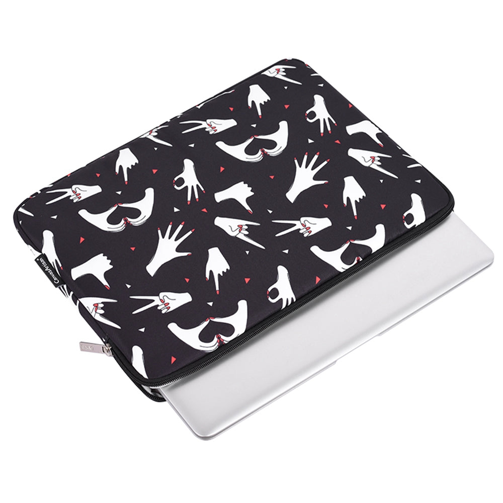 H21-01 Finger Pattern Printed Anti-wear Sleeve Bag for 12-inch Laptops PU Leather Carry Case Portable Storage Bag