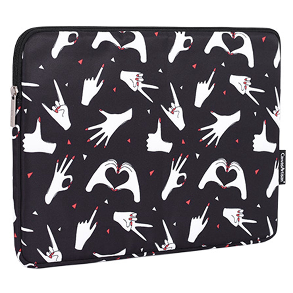 H21-01 Finger Pattern Printed Anti-wear Sleeve Bag for 12-inch Laptops PU Leather Carry Case Portable Storage Bag