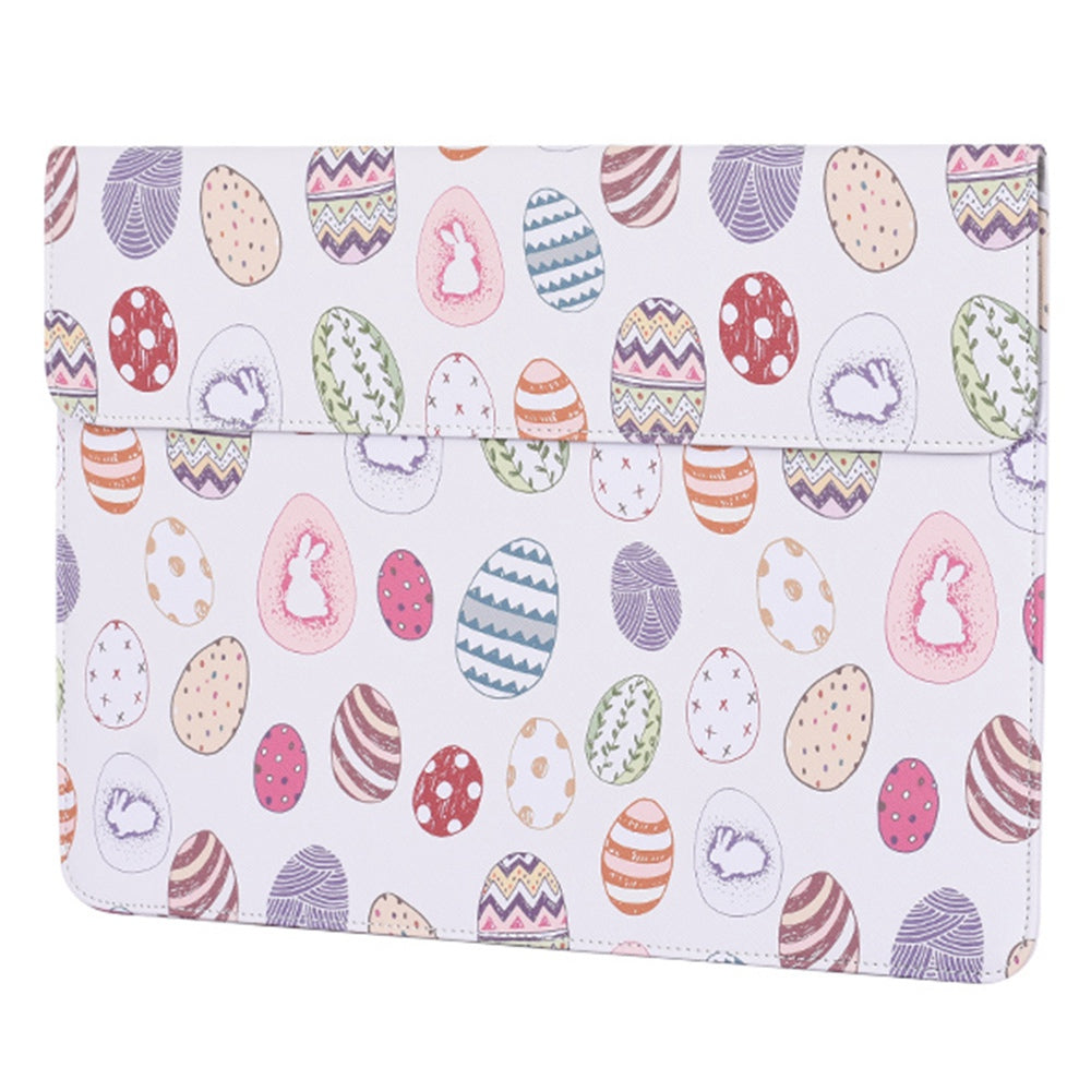 E52-T0121 2Pcs/Set 15-inch Ellipse Pattern Magnetic Flap Envelope PU Laptop Sleeve + Small Bag