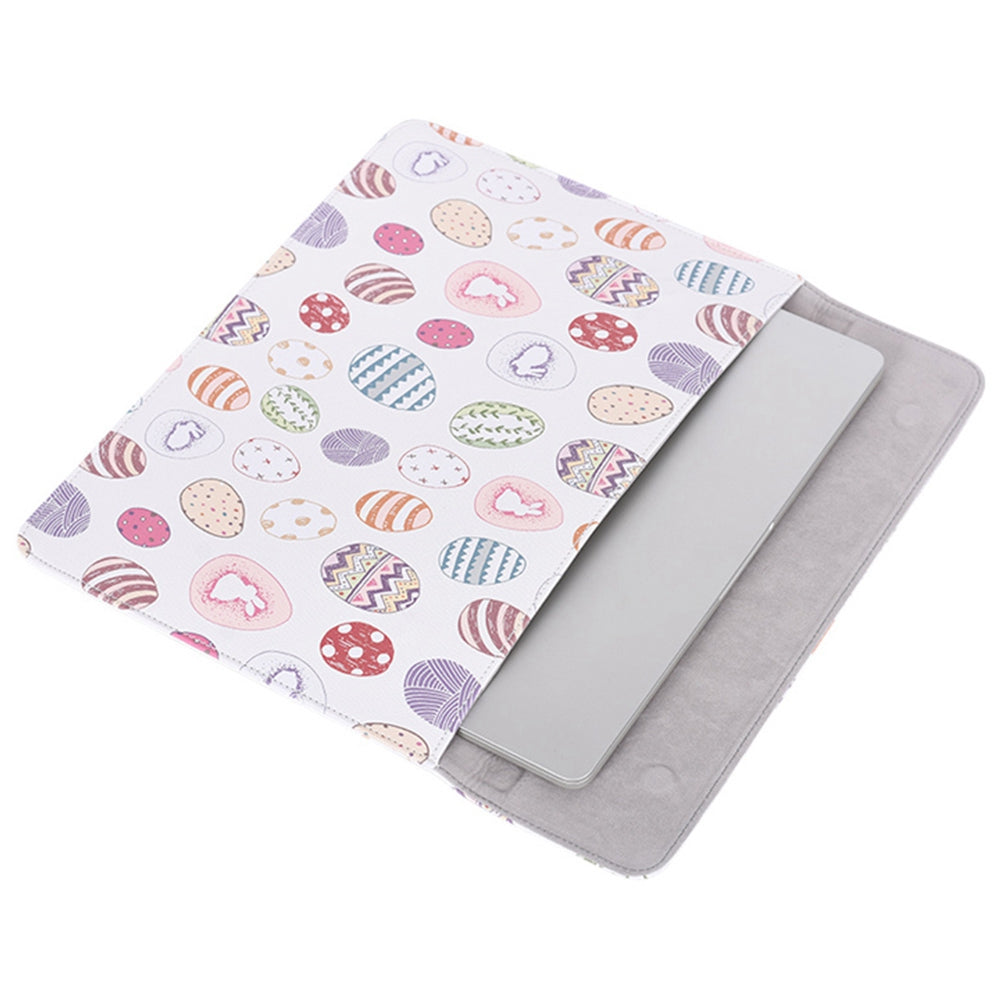 E52-T0121 2Pcs/Set 15-inch Ellipse Pattern Magnetic Flap Envelope PU Laptop Sleeve + Small Bag