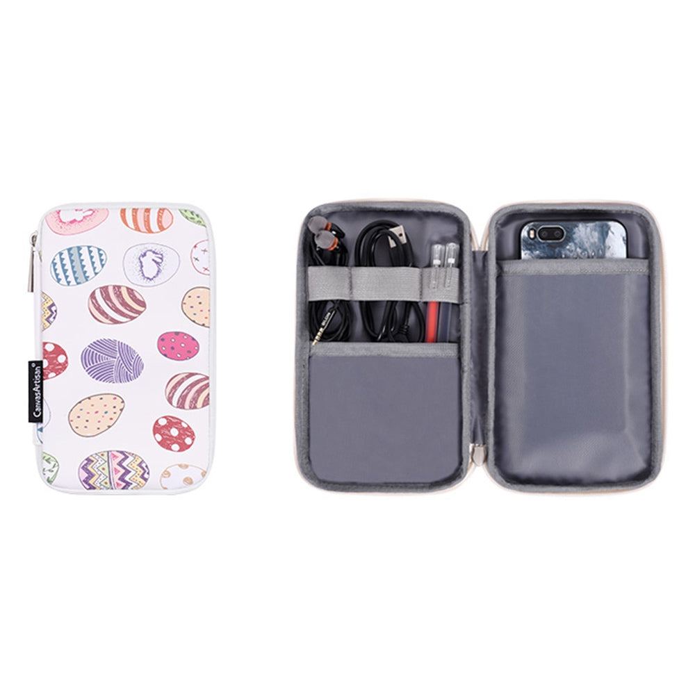 E52-T0121 2Pcs/Set 15-inch Ellipse Pattern Magnetic Flap Envelope PU Laptop Sleeve + Small Bag