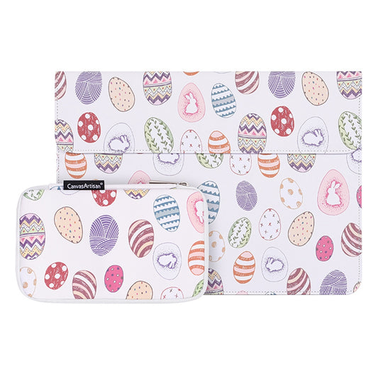E52-T0121 14-inch Ultra Slim Ellipse Pattern Notebook Carrying Case Magnetic Flap Envelope Laptop Sleeve + Small Bag