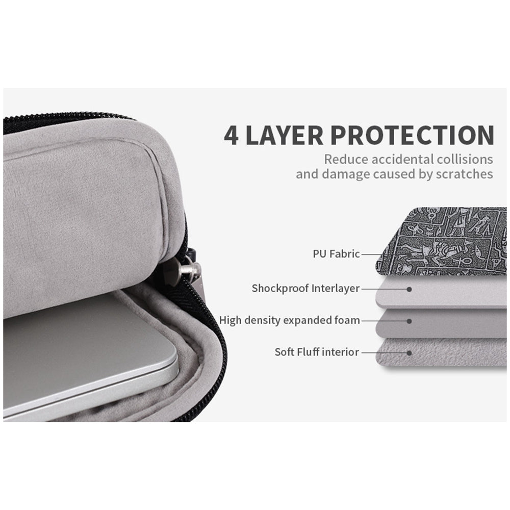 14inch Notebook Handbag Egypt Style Pattern Printing Laptop Bag Shoulder Bag with Front Pocket - Black