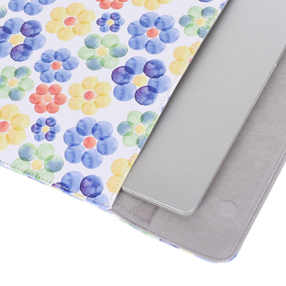E51-T0111 12-inch Multi-color Flower Pattern Envelope Style Magnetic Flap Laptop Sleeve + Small Bag