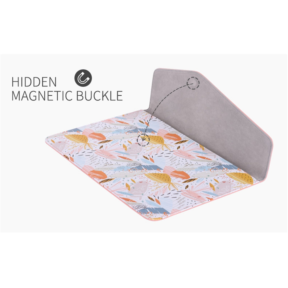 Canvasartisan E53-13 14-inch Waterproof Splash-Proof Watercolor Pattern Magnetic Flap PU Laptop Sleeve Envelope-Shaped Storage Pouch Bag - Pink