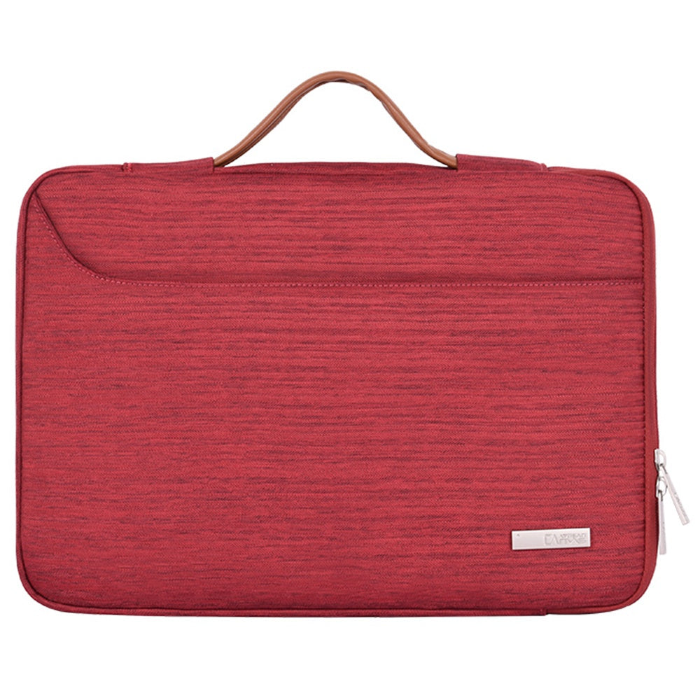 Canvasartisan K28-23 13-inch Laptop Sleeve Side Zipper Closure Notebook Handle Bag Handbag with U-shape Outer Pocket - Red