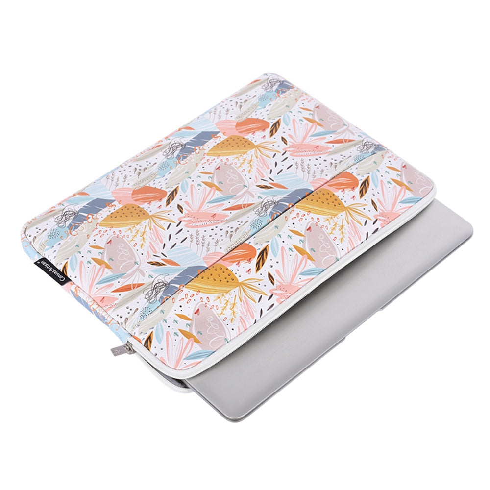 for 14-inch Notebook Stylish Patterned Laptop Protective Sleeve Waterproof PU + Soft Lining Pouch Bag with Horizontal-Opening Outer Slot