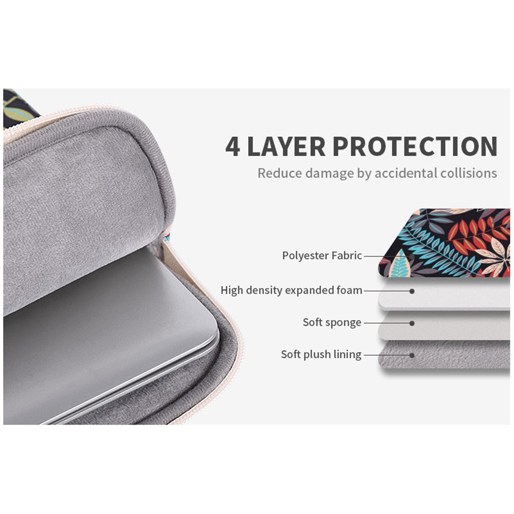 Canvasartisan H30-B01 14-inch Notebook Handbag Big Leaf Pattern Well-protected Anti-fall Laptop Bag Case - Black