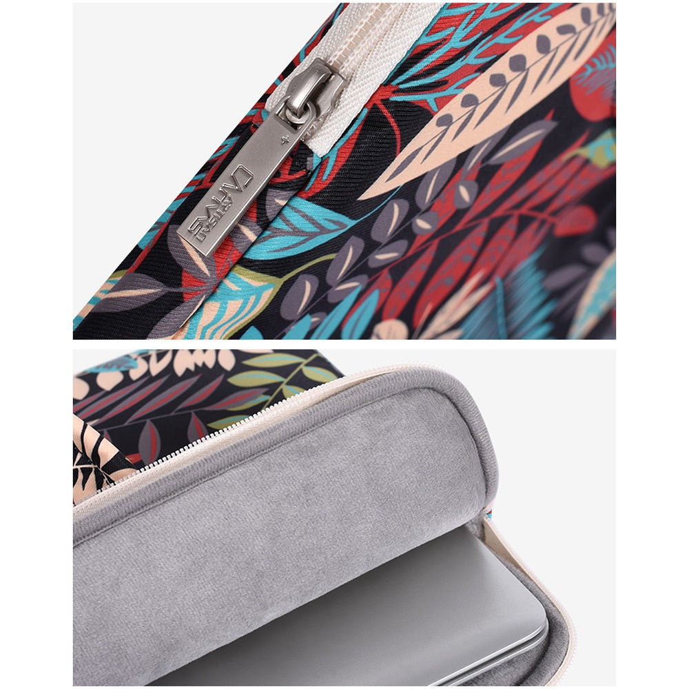 Canvasartisan H30-B01 14-inch Notebook Handbag Big Leaf Pattern Well-protected Anti-fall Laptop Bag Case - Black
