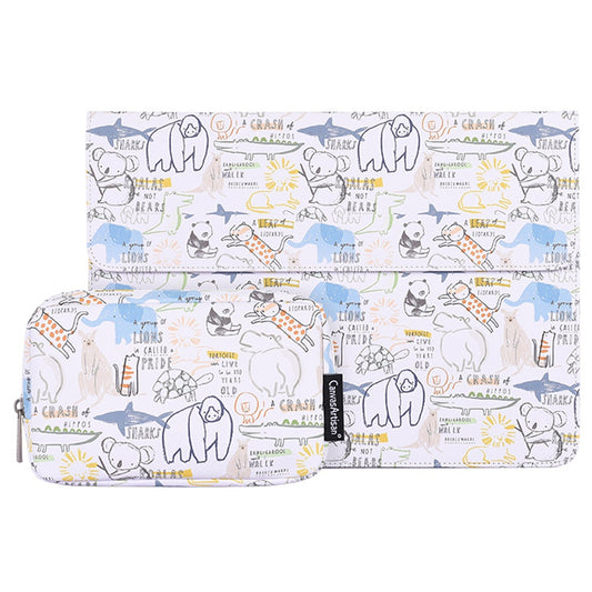 E50-T0111 13-inch Animals Pattern Laptop Storage Sleeve Magnetic Snap Closure Envelope Protective Pouch + Extra Accessory Organizer