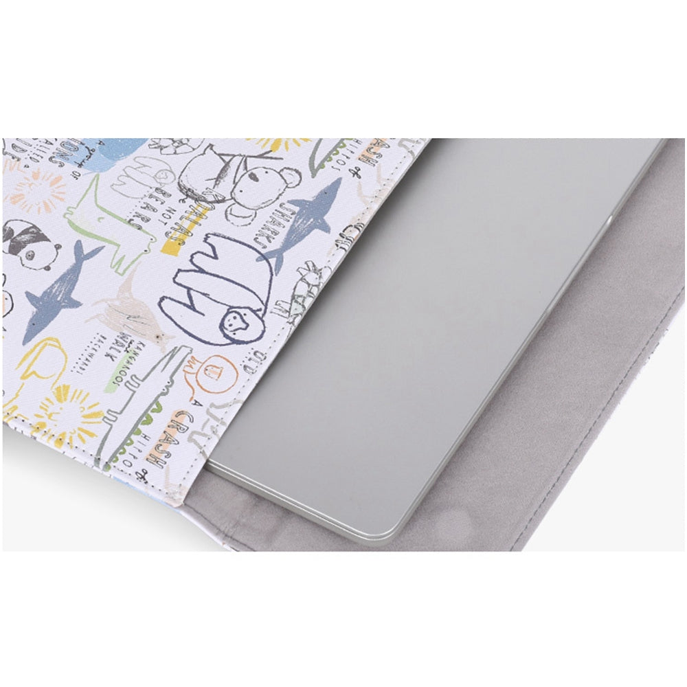 E50-T0111 13-inch Animals Pattern Laptop Storage Sleeve Magnetic Snap Closure Envelope Protective Pouch + Extra Accessory Organizer