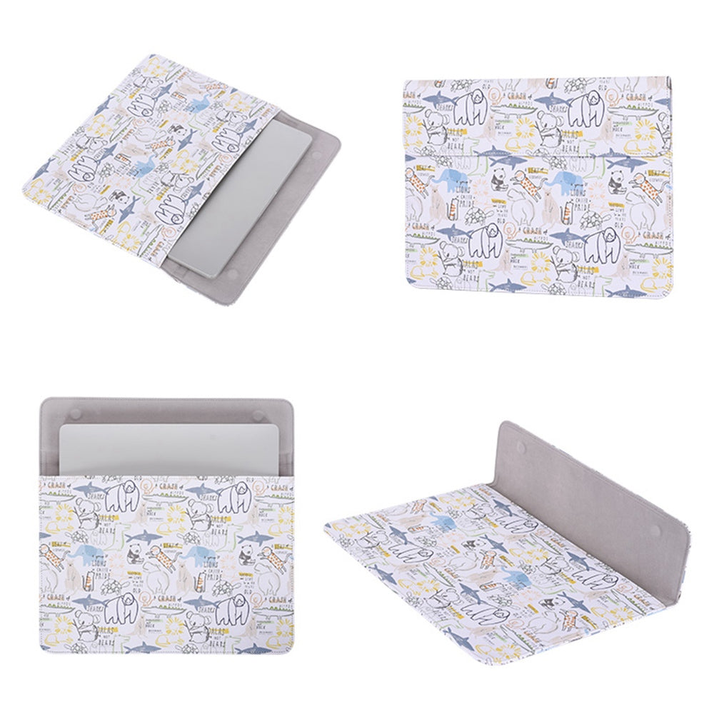 E50-T0111 13-inch Animals Pattern Laptop Storage Sleeve Magnetic Snap Closure Envelope Protective Pouch + Extra Accessory Organizer