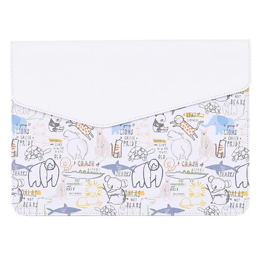 E50-13 12-inch Animals Pattern Printing Magnetic Flap Envelope-Shaped Laptop Sleeve Slim Storage Pouch