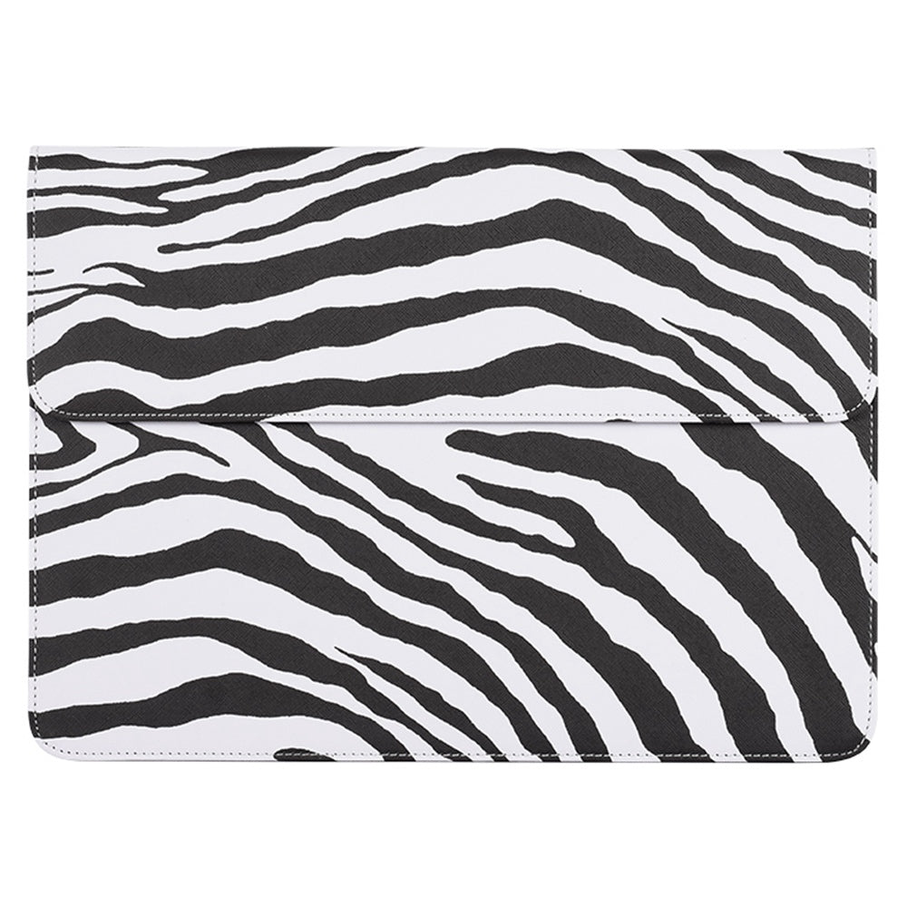E33-01 14-inch Notebook Black White Zebra Stripe Carrying Case Magnetic Flap Soft Lining Envelope Laptop Sleeve