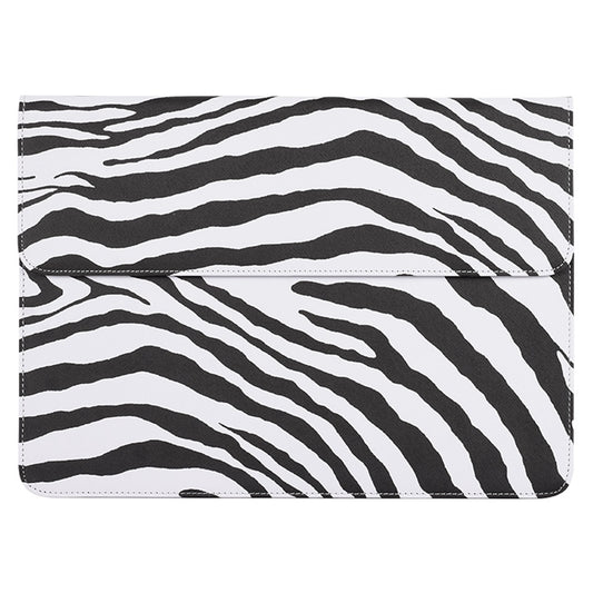 E33-01 14-inch Notebook Black White Zebra Stripe Carrying Case Magnetic Flap Soft Lining Envelope Laptop Sleeve