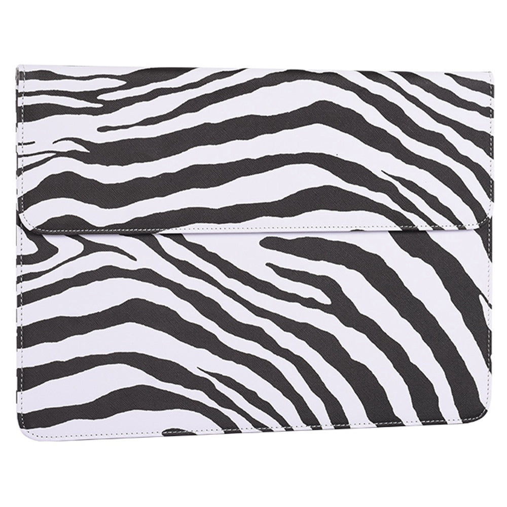 E33-01 14-inch Notebook Black White Zebra Stripe Carrying Case Magnetic Flap Soft Lining Envelope Laptop Sleeve