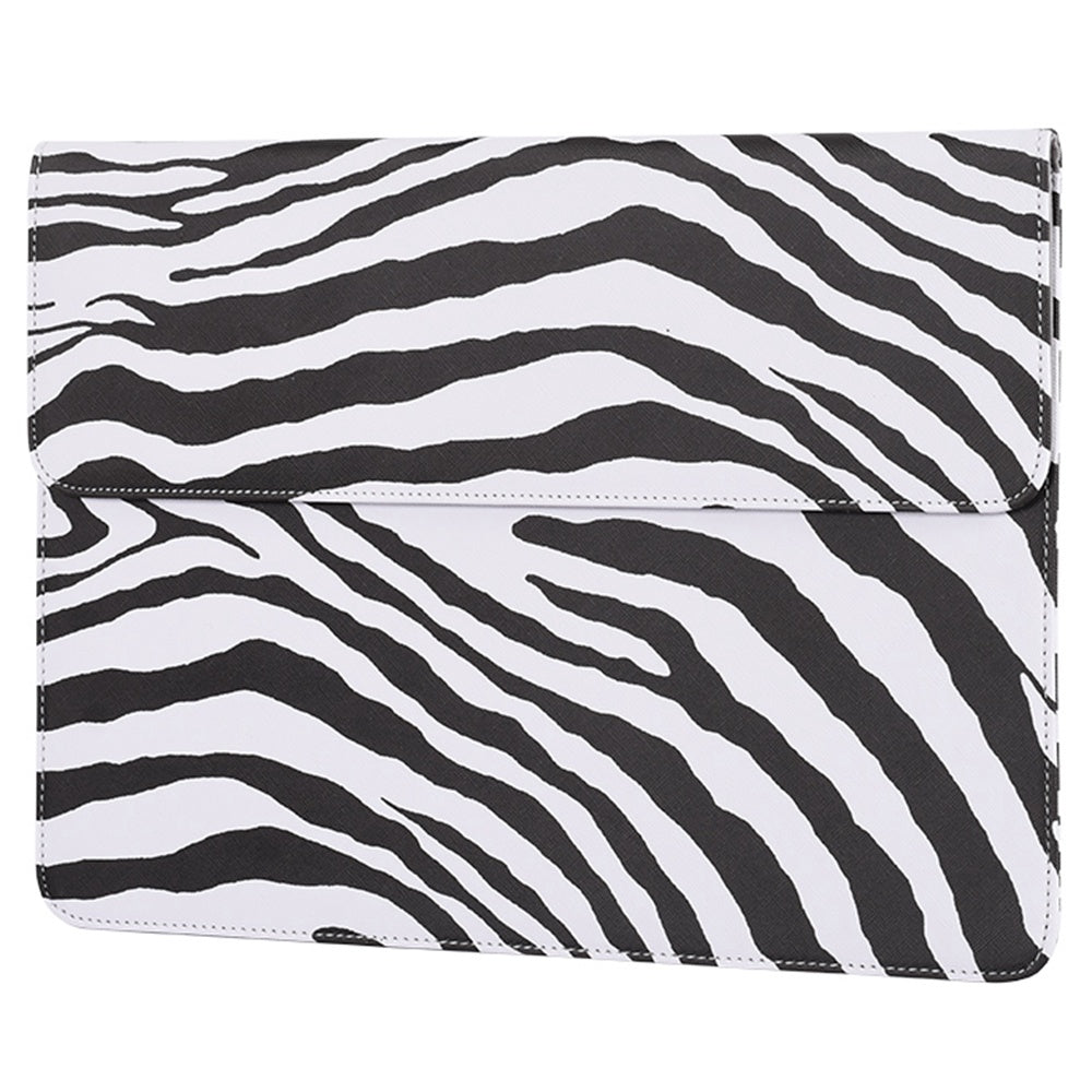 E33-01 14-inch Notebook Black White Zebra Stripe Carrying Case Magnetic Flap Soft Lining Envelope Laptop Sleeve
