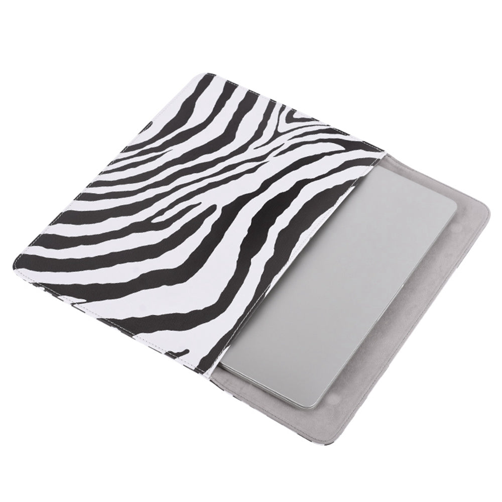 E33-01 14-inch Notebook Black White Zebra Stripe Carrying Case Magnetic Flap Soft Lining Envelope Laptop Sleeve