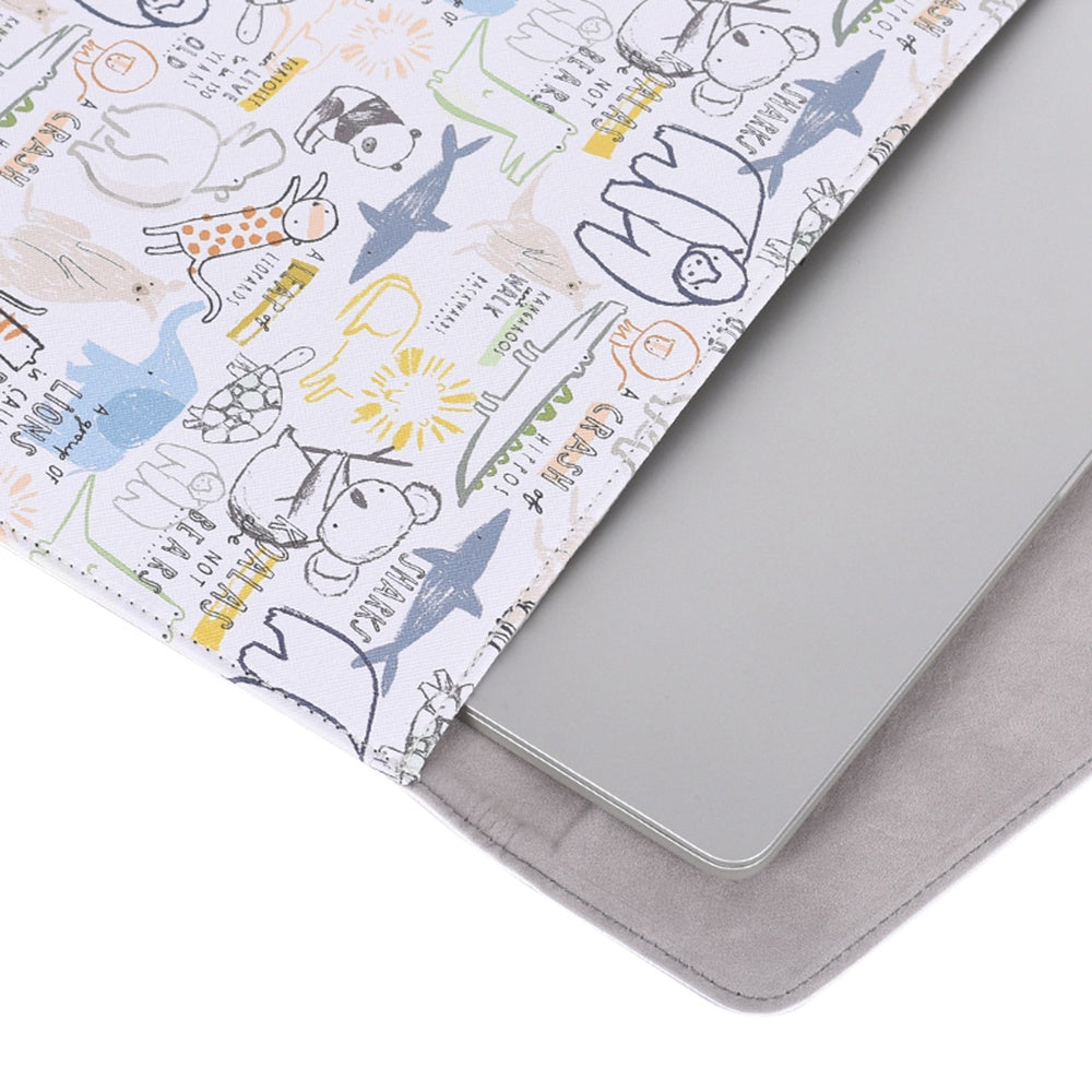 E50-13 14-inch Notebook Case Animals Pattern Printing Magnetic Flap Envelope Laptop Sleeve