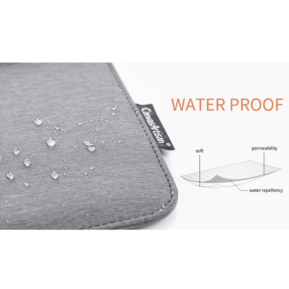 L15-15 14-inch PU Leather Stripe Splicing Envelope Protective Pouch Waterproof Canvas Laptop Storage Sleeve