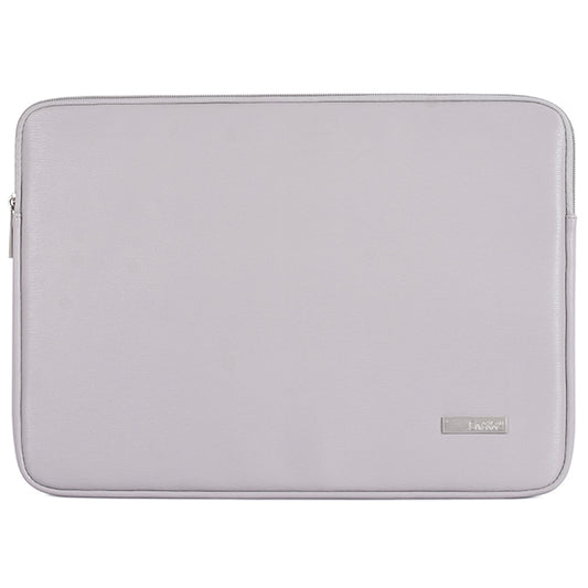 for 13-inch Notebook Solid Color Laptop Zippered Protective Bag PU Case with Inner Compartment - Grey