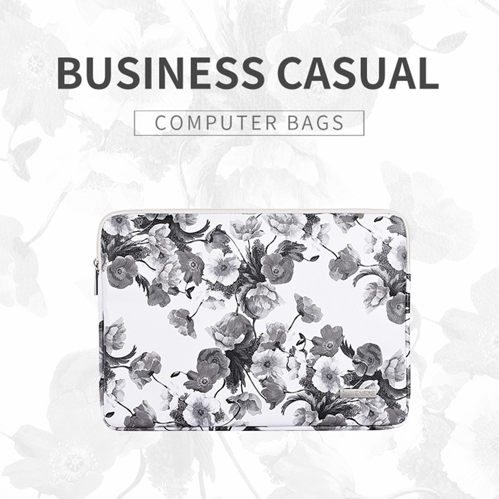 G1-01 Flower Pattern Printed Sleeve Bag for 11-inch Laptops Portable PU Leather Carry Case Shockproof Storage Bag
