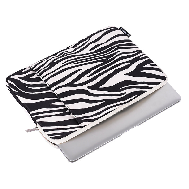 H33-19 Zebra-stripe Pattern Shockproof Carry Case for 14 inch Laptops Scratch Resistant Notebook Sleeve Bag with Vertical Pouch